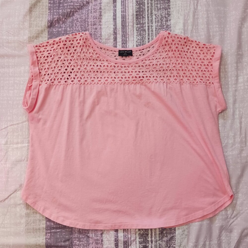Lane Bryant Eyelet Top 18/20 Light Pink